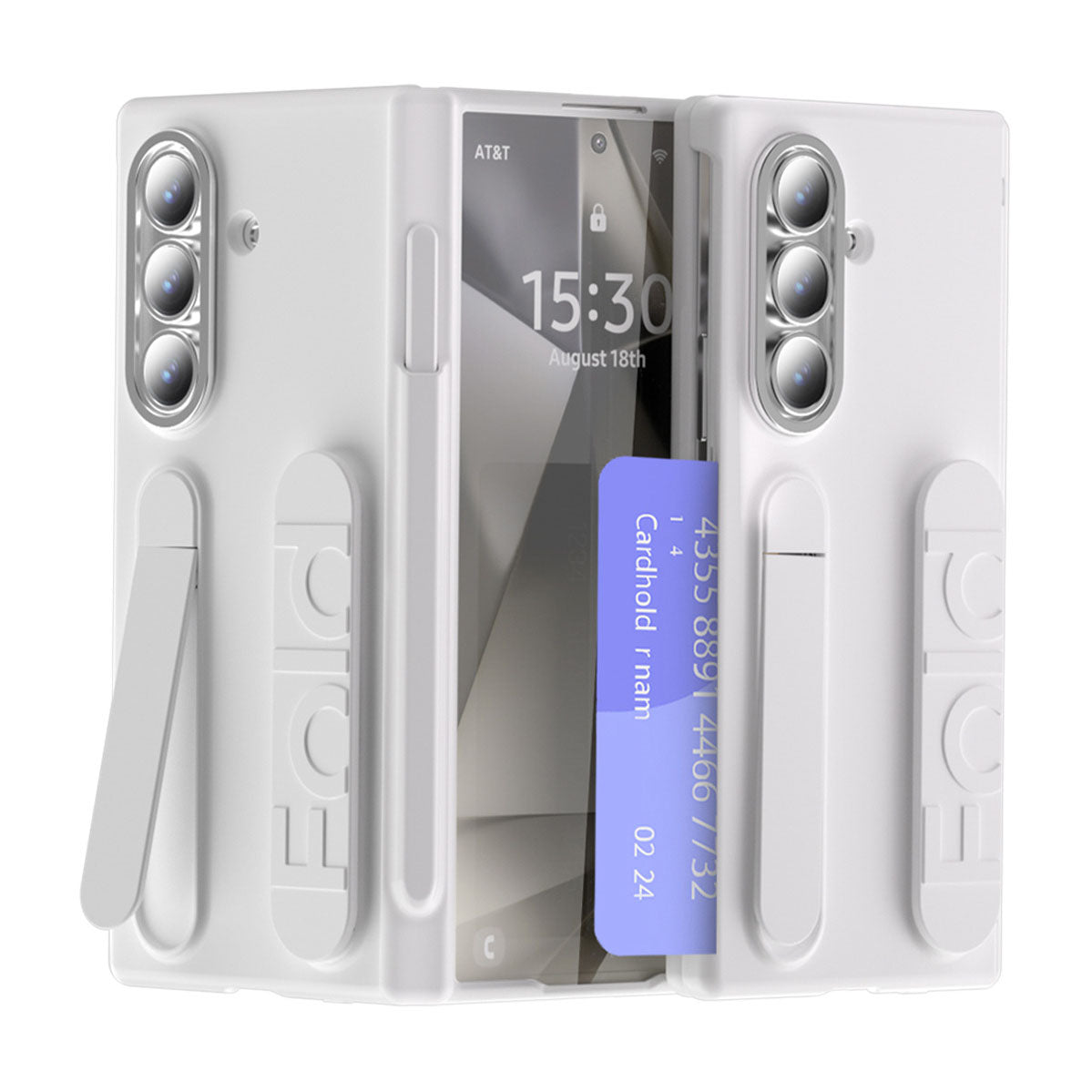 Business Wristband Bracket Hinge Protective Phone Case With Glass Film & Card Holder For Galaxy Z Fold 7/6/5/4