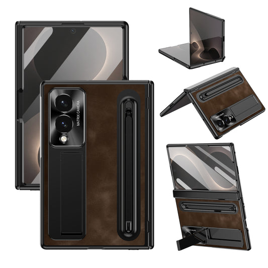 Jazz Retro Style Anyi-fall Protective Leather Phone Case For Galaxy Fold 8/7/6/5/4 With Front Protection Film And Stylus