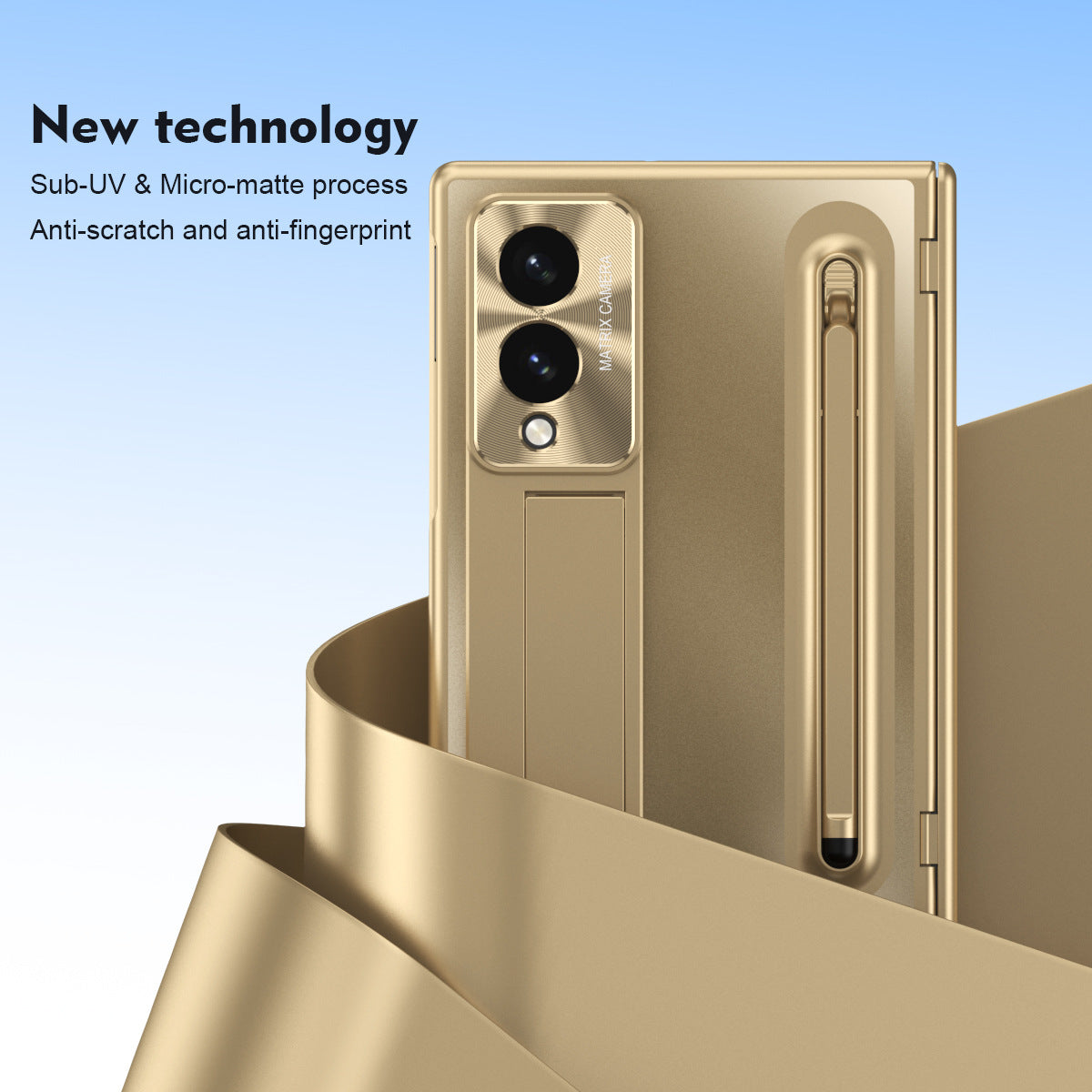 Armor Golden Electroplated Phone Case With Built-in Tempered Glass & Pen Tray For Galaxy Z Fold 8/7/6/5/4 Wide Ultra