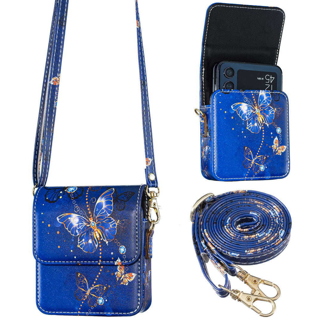 Leather Crossbody Bag With Strap For Galaxy Z Flip Series