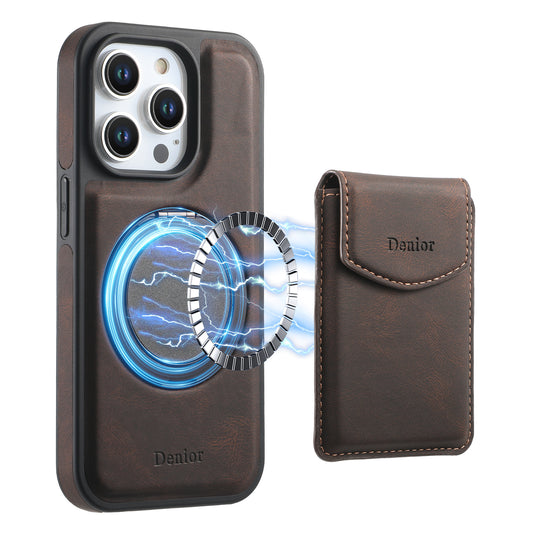 Magnetic Metal Bracket Leather Shockproof iPhone Case With Card Holder