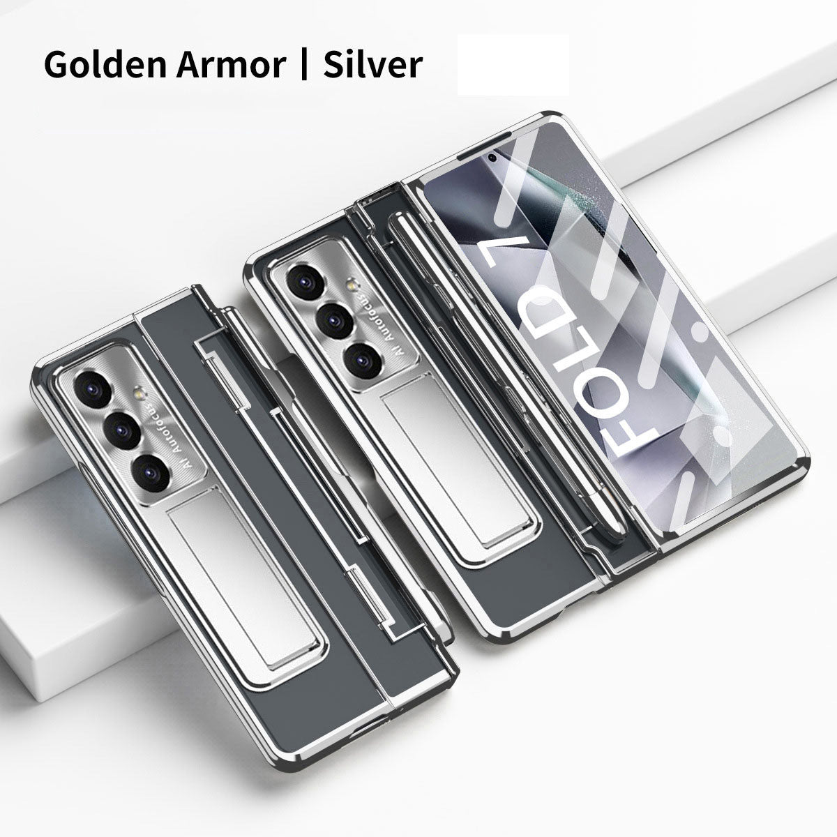 Armor Electroplated Shockproof Phone Case With Screen Protector For Galaxy Z Fold 7/6/5/4/3