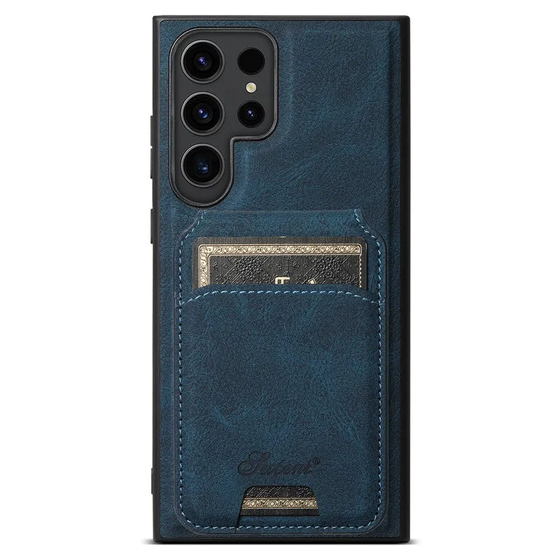 Magnetic Anti-fall Leather Phone Case With Card Holder For Samsung Galaxy - Mycasety Mycasety