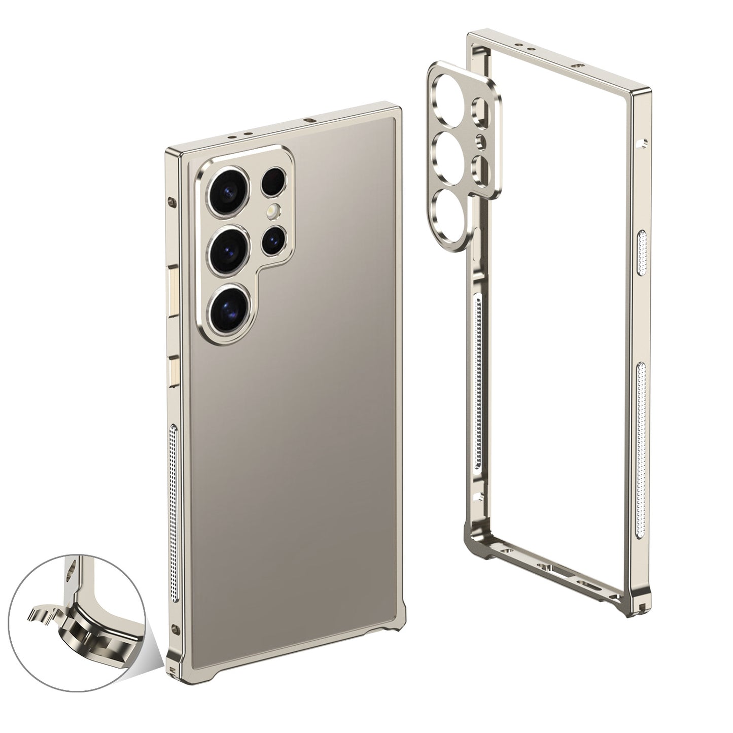 Titanium Metal Phone Case With Camera Protector For Galaxy S25 S24 S23 Ultra
