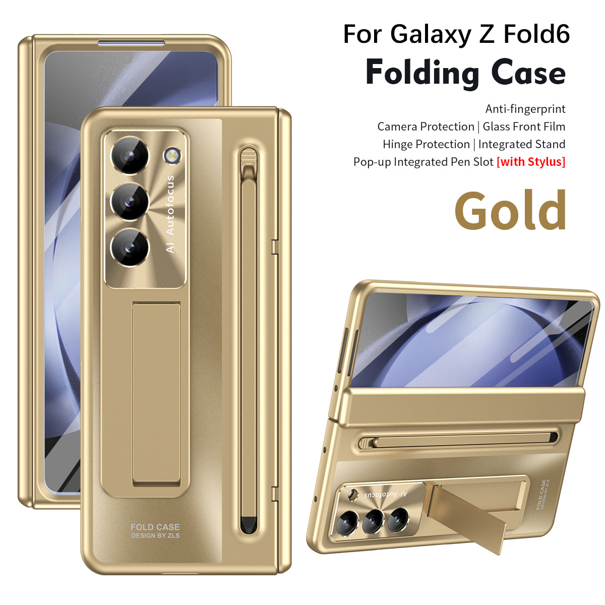 Armor Electroplated Anti-fall Protective Phone Case With Pen Tray Shell and Film For Galaxy Z Fold6 Fold5 Fold4