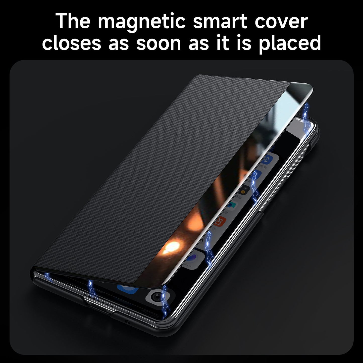 Luxurious Leather Cover With Magnetic Coil & Card Holder For Galaxy Z Fold 7/6/5/4
