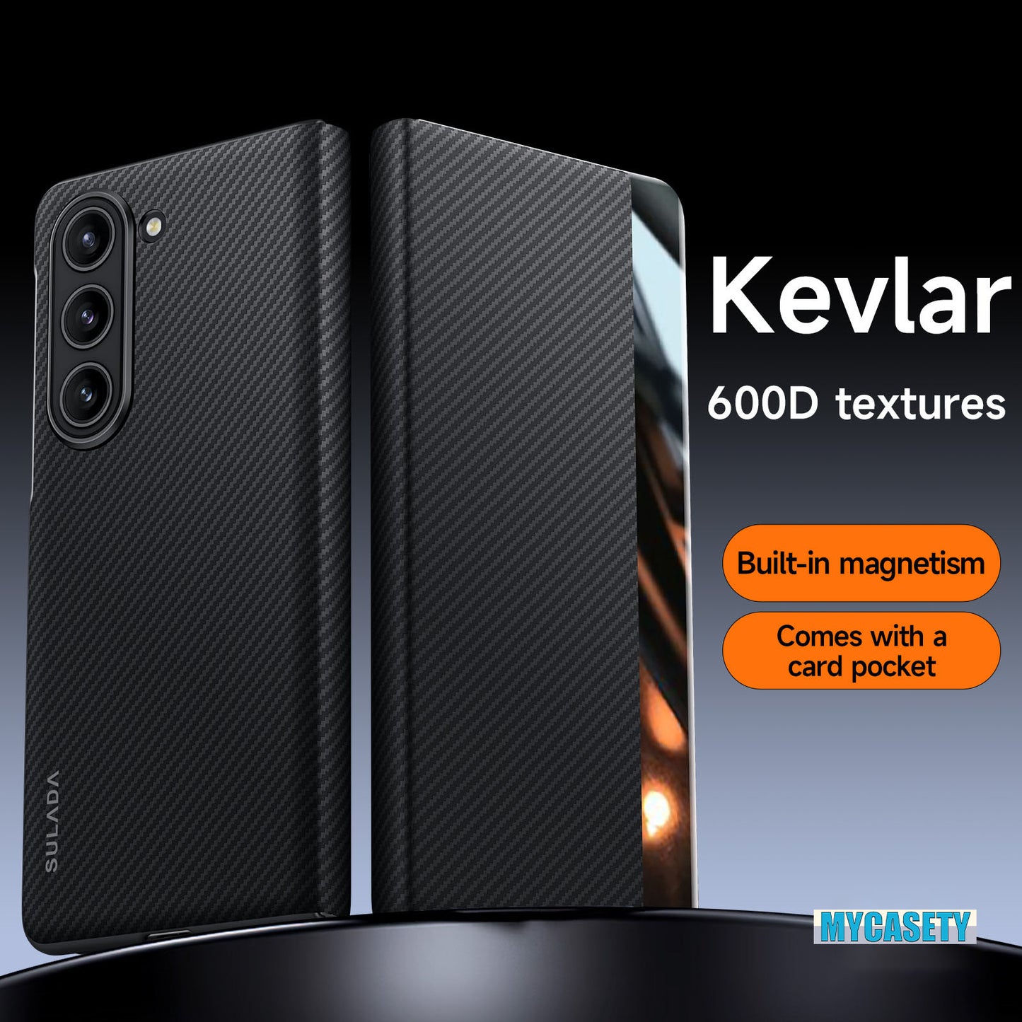 Luxurious Leather Cover With Magnetic Coil & Card Holder For Galaxy Z Fold 7/6/5/4