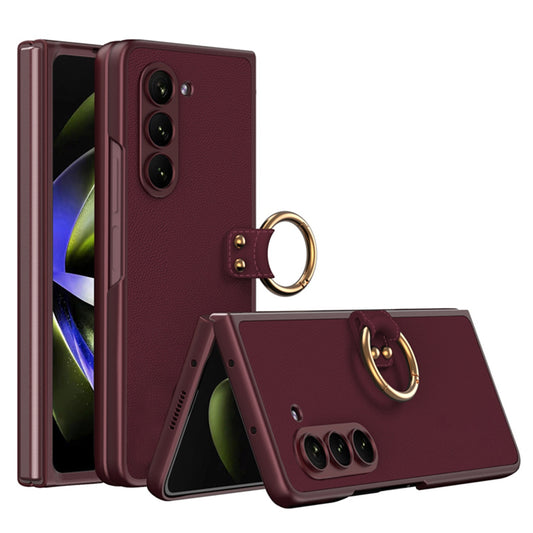 All-inclusive Ring Holder Protective Leather Cover For Samsung Galaxy Z Fold 5/4/3 5G - Mycasety Mycasety