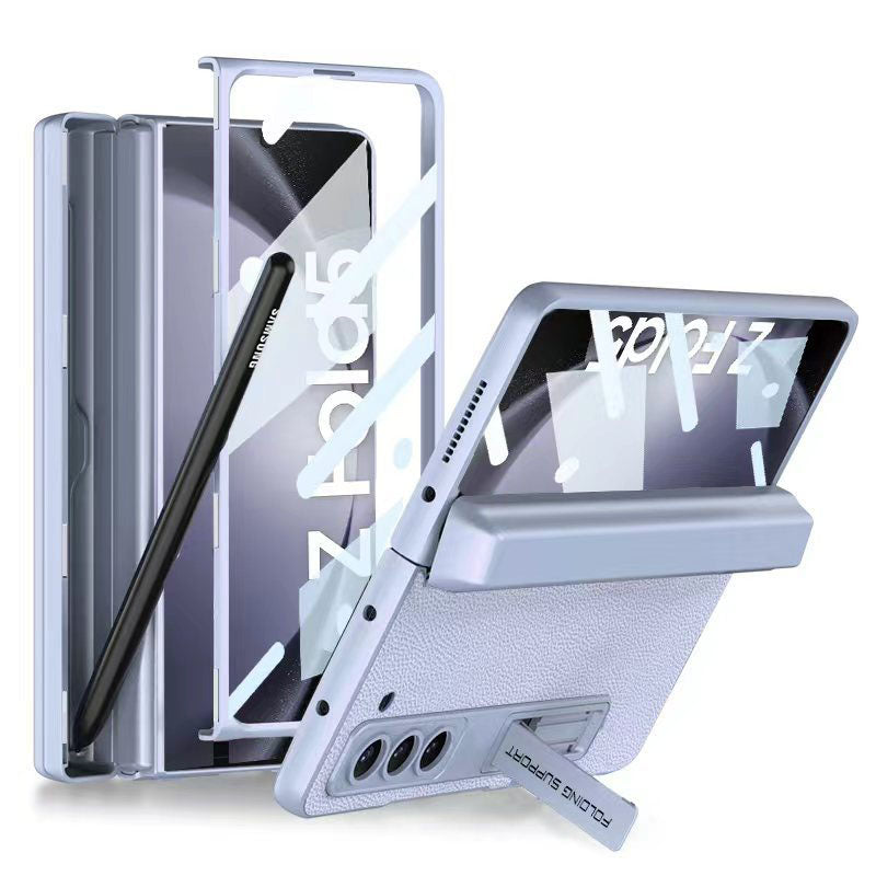Magnetic Hinge Pen Box Protective Leather Phone Case With Back Screen Glass For Samsung Galaxy Z Fold 5/4/3 5G - mycasety2023 Mycasety