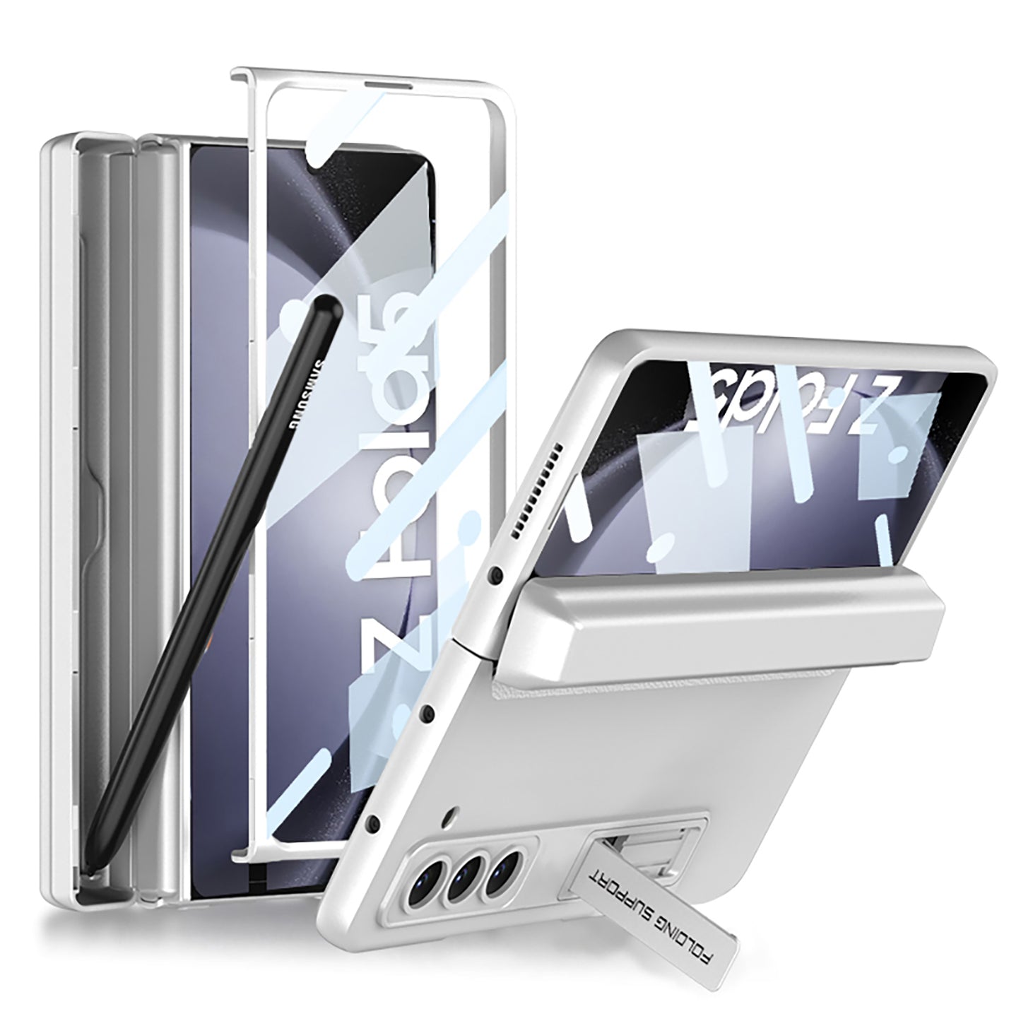 Magnetic Hinge Pen Box Protective Phone Case With Back Screen Glass For Samsung Galaxy Z Fold 5/4/3 5G - mycasety2023 Mycasety
