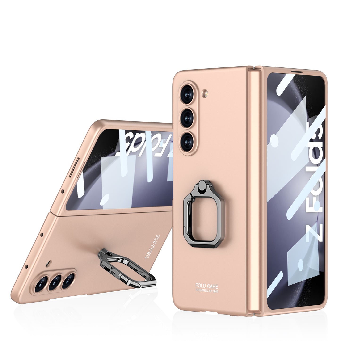 Luxury All-inclusive Ring Holder Phone Case With Back Screen Protector For Samsung Galaxy Z Fold 5 - mycasety2023 Mycasety