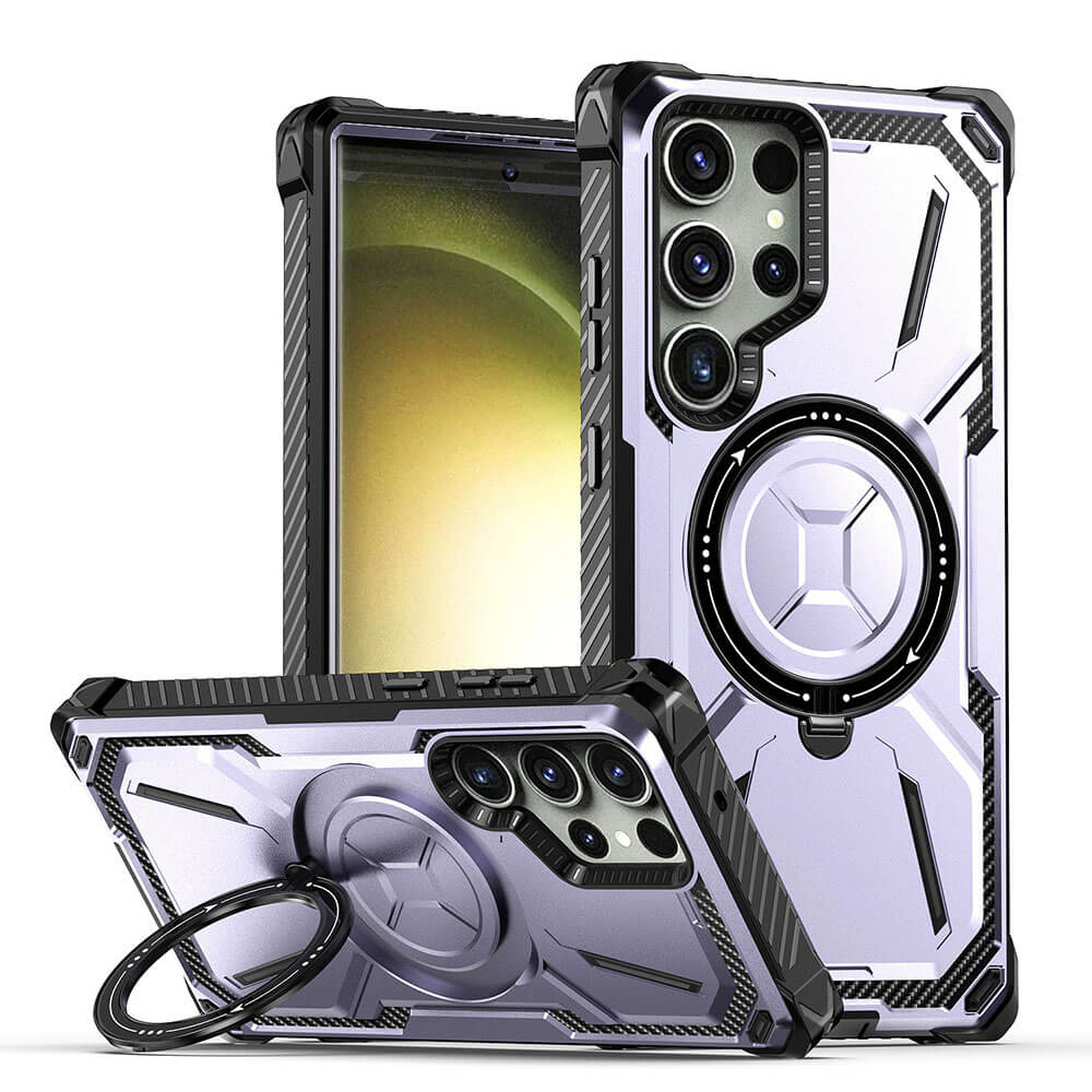 Metal Armor Four Corners Anti-Fall Magnetic Phone Case For Galaxy