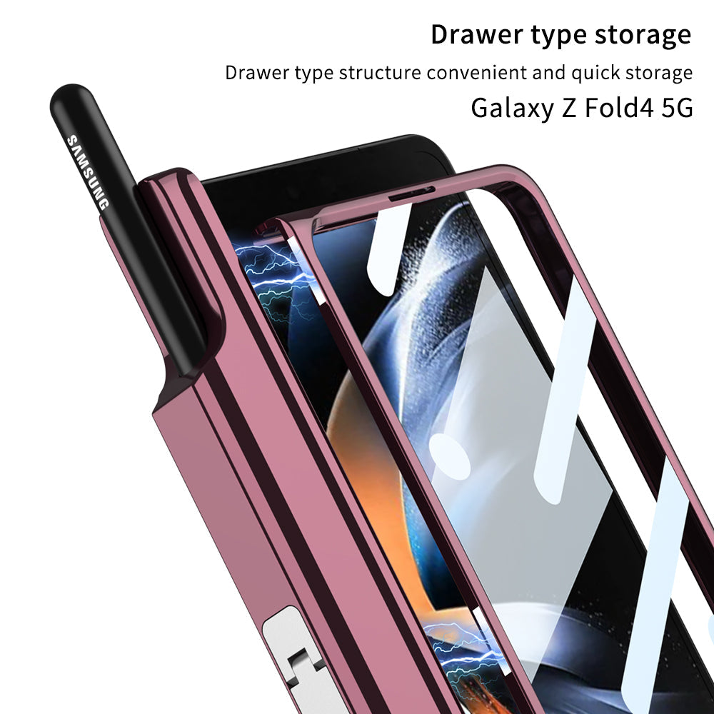 Magnetic Magsafe Wireless Charge Electroplated Pen Box Bracket Phone Case For Samsung Galaxy Z Fold 4 5G - mycasety2023 Mycasety