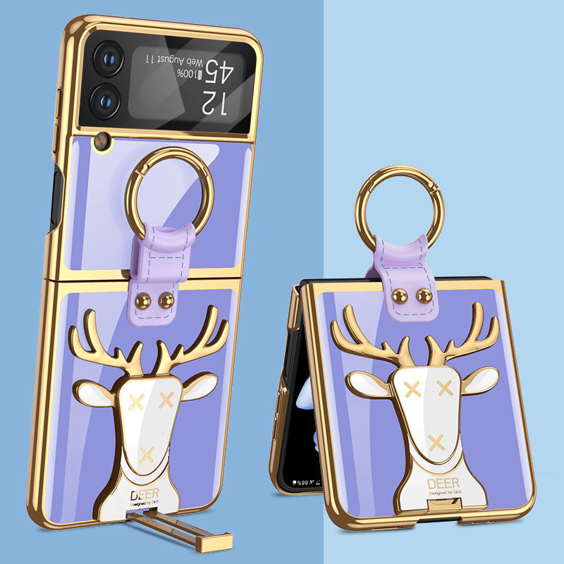 Luxury Elk Stand Samsung Galaxy Z Flip4 5G Phone Case - mycasety2023 Mycasety
