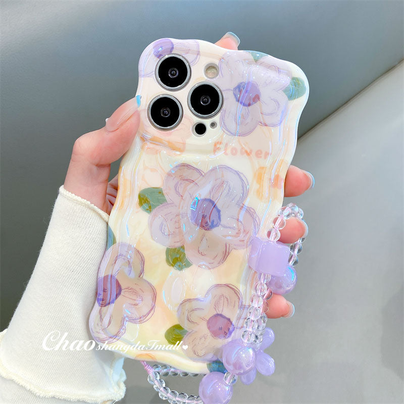 3D Colorful Oil Painting Exquisite Flower Graffiti Case For iPhone