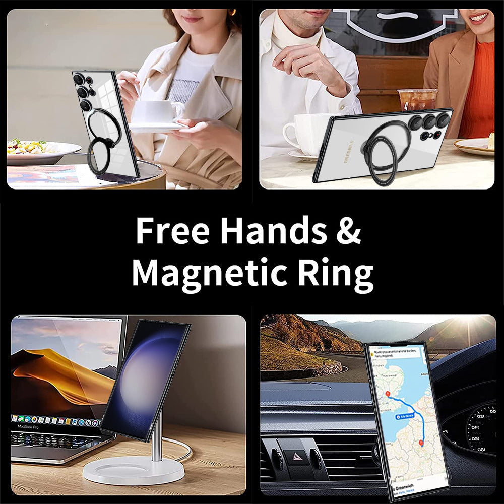 Electroplated Transparent Magnetic Bracket Samsung Case Support Magsafe Charging - Mycasety Mycasety