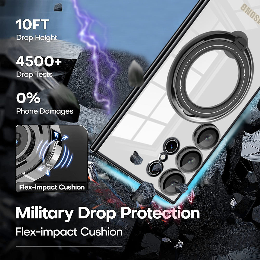 Electroplated Transparent Magnetic Bracket Samsung Case Support Magsafe Charging - Mycasety Mycasety