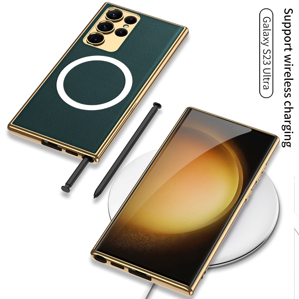 Magnetic Magsafe Leather Soft Case for Samsung Galaxy S23 Ultra Plus - mycasety2023 Mycasety