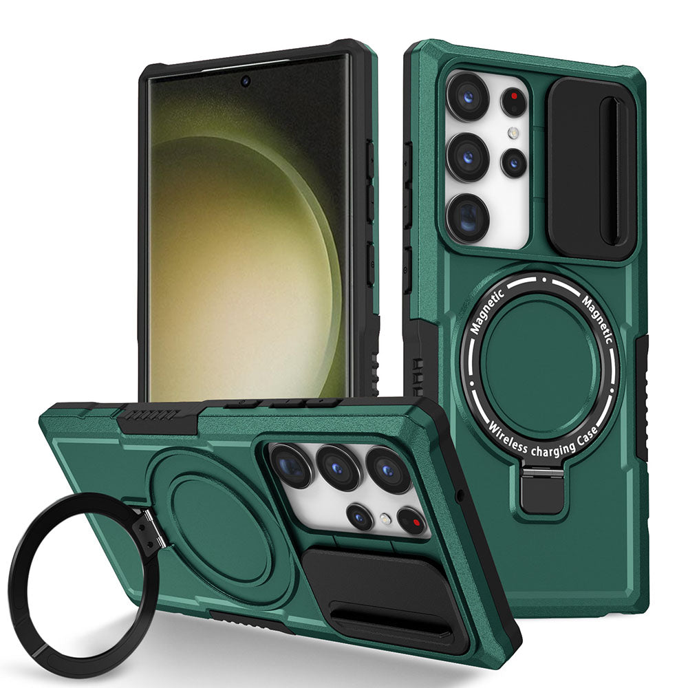 Magnetic  Holder Lens Protection Sliding Window Phone Case For Samsung