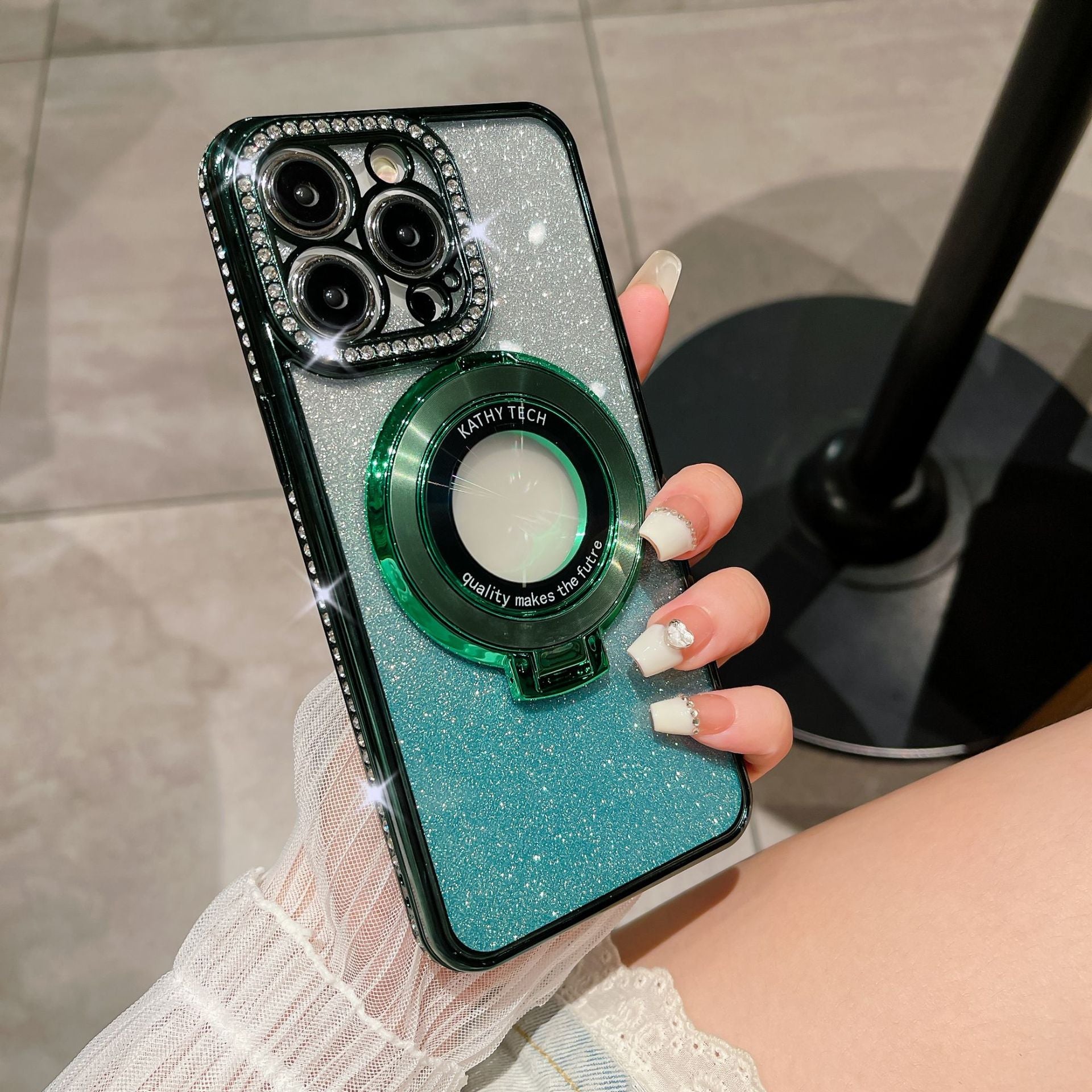 Glitter Diamond Magnetic Magsafe Ring Holder Case for iPhone Green / iPhone 15 Plus Glitter Diamond Magnetic Magsafe Ring Holder Case for iPhone Green / iPhone 15 Plus