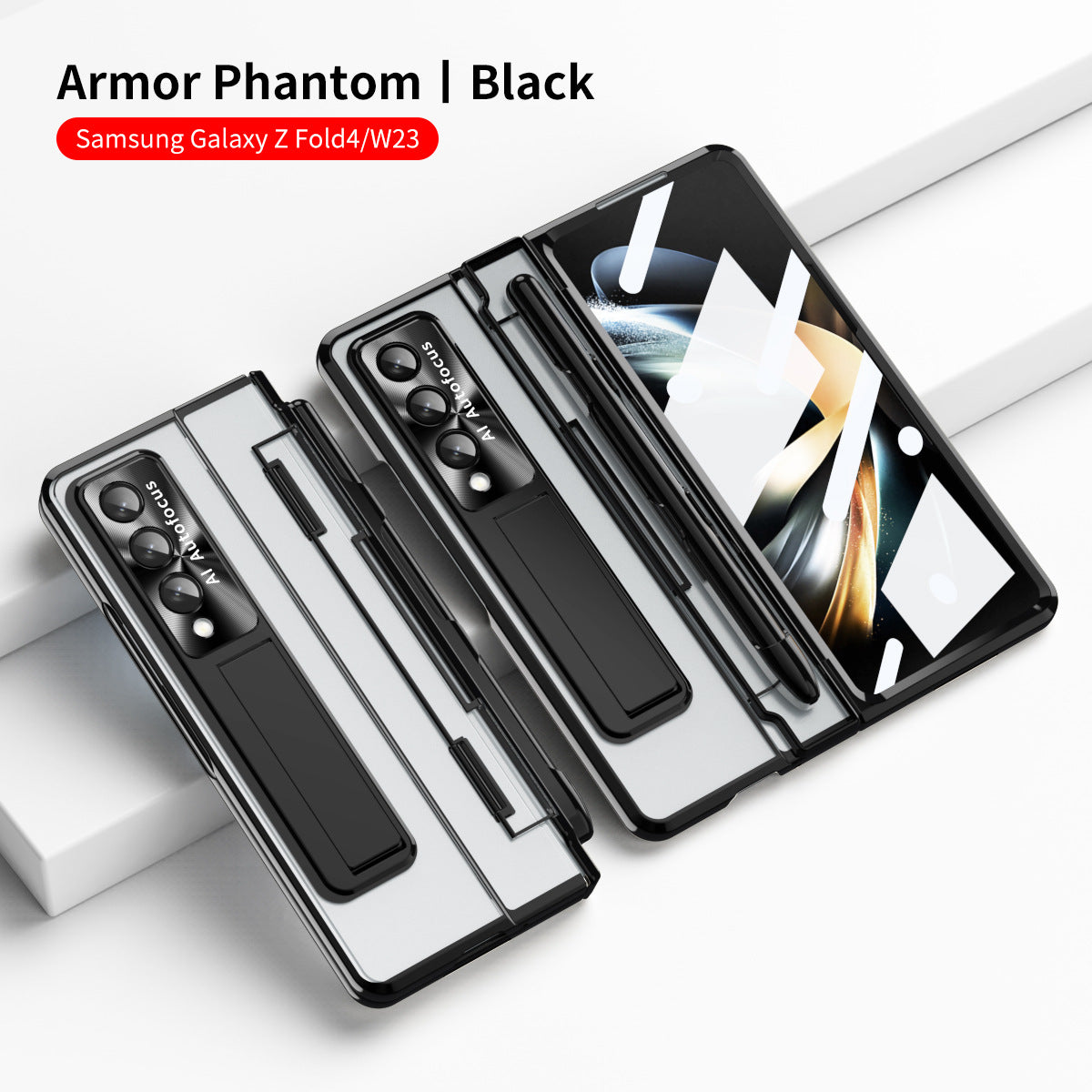 Armor Hinge Folding Magnetic Bracket Shell Case For Samsung Galaxy Z Fold3 Fold4 5G With S-Pen Slot & Stylus - mycasety2023 Mycasety