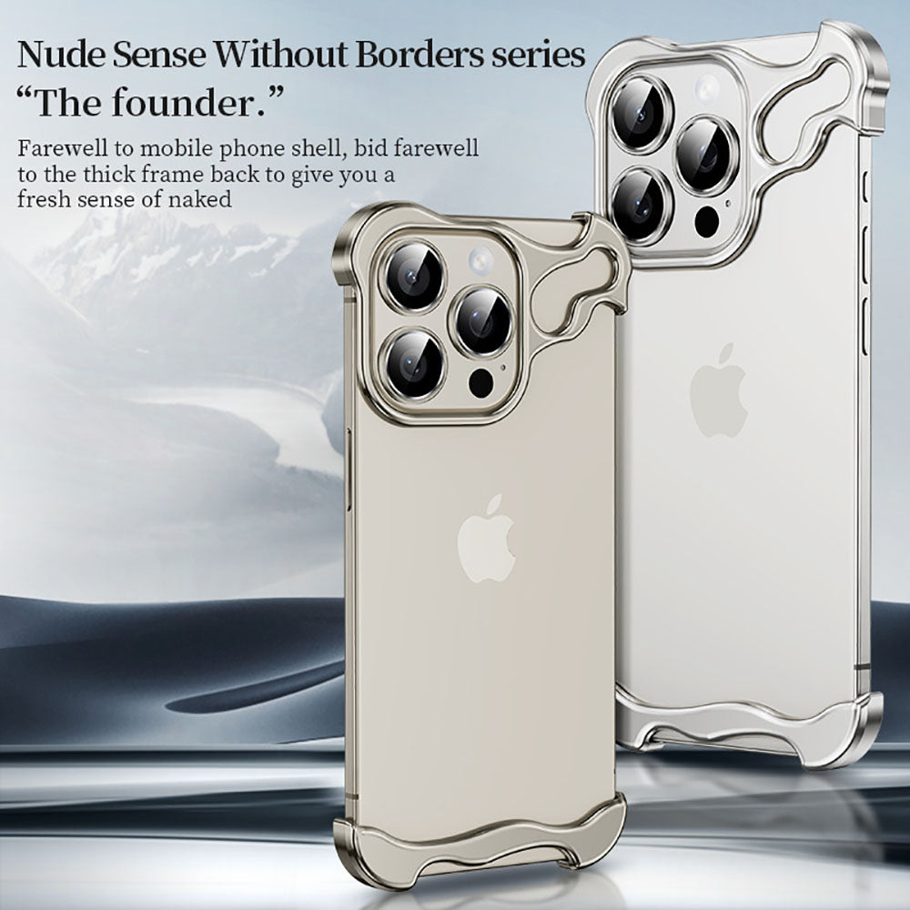 Frameless Aluminum Alloy Metal Corner Pad Anti-Fall Phone Case With Lens Protective Film For iPhone - Mycasety Mycasety