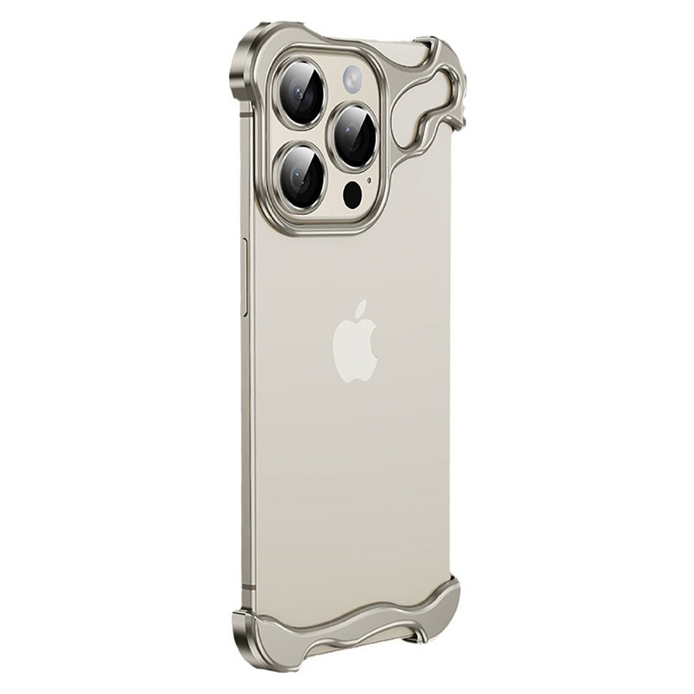 Frameless Aluminum Alloy Metal Corner Pad Anti-Fall Phone Case With Lens Protective Film For iPhone Purple / iPhone 15 Pro Max Frameless Aluminum Alloy Metal Corner Pad Anti-Fall Phone Case With Lens Protective Film For iPhone Purple / iPhone 15 Pro Max