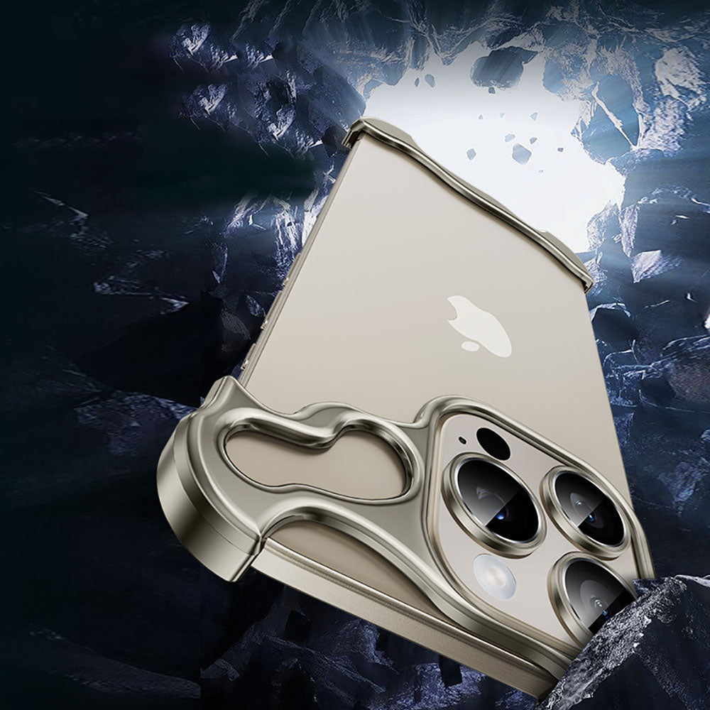 Frameless Aluminum Alloy Metal Corner Pad Anti-Fall Phone Case With Lens Protective Film For iPhone Purple / iPhone 15 Pro Max Frameless Aluminum Alloy Metal Corner Pad Anti-Fall Phone Case With Lens Protective Film For iPhone Purple / iPhone 15 Pro Max