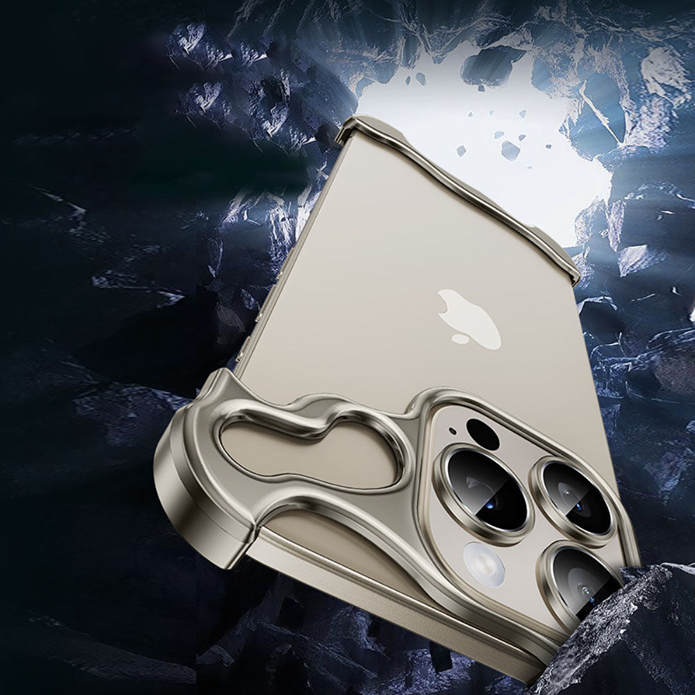 Frameless Aluminum Alloy Metal Corner Pad Anti-Fall Phone Case With Lens Protective Film For iPhone - Mycasety Mycasety