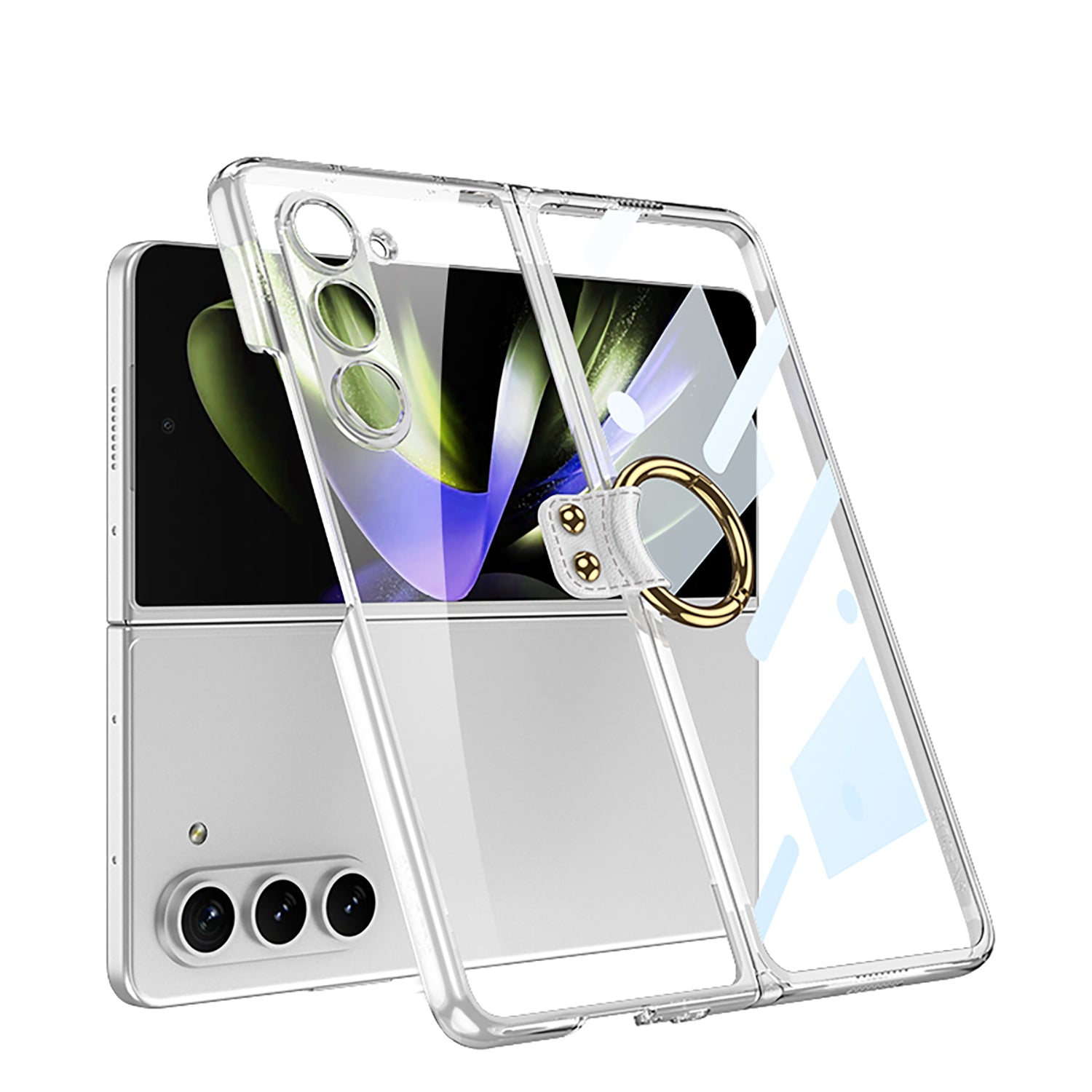 Transparent Samsung Galaxy Z Fold5 Plated Phantom Case with Exclusive Ring - mycasety2023 Mycasety