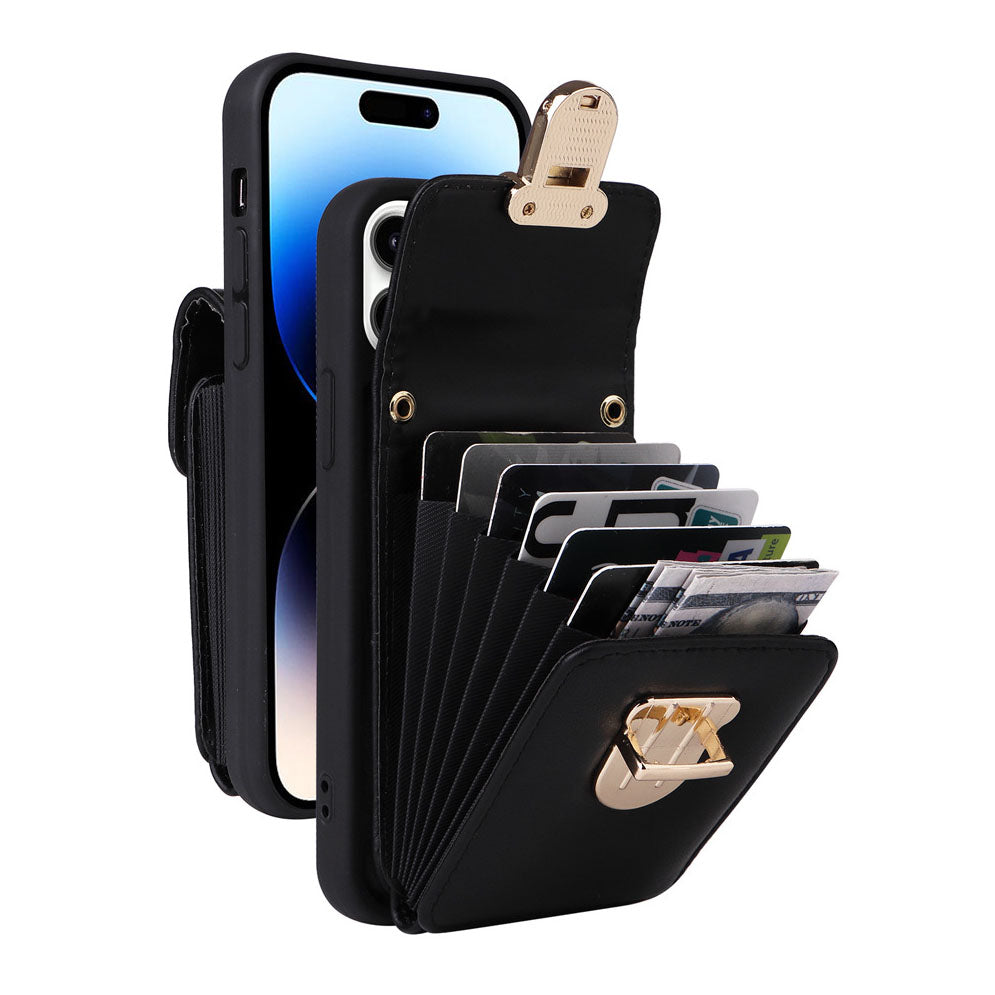 Luxurious Leather Card Holder Anti-fall Protective iPhone Case With Lanyard - Mycasety Mycasety