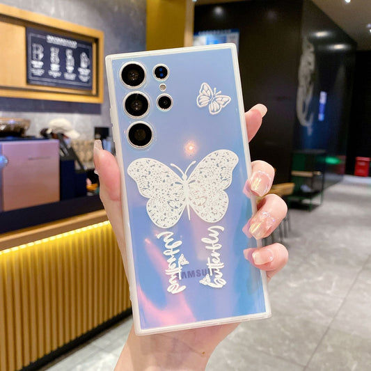 Laser Butterfly Pattern Phone Case For Samsung Galaxy S23 S22 S21 Ultra Plus - Mycasety Mycasety