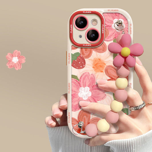 Oil Painting Strawberry Flower Bracelet iPhone Case - Mycasety Mycasety