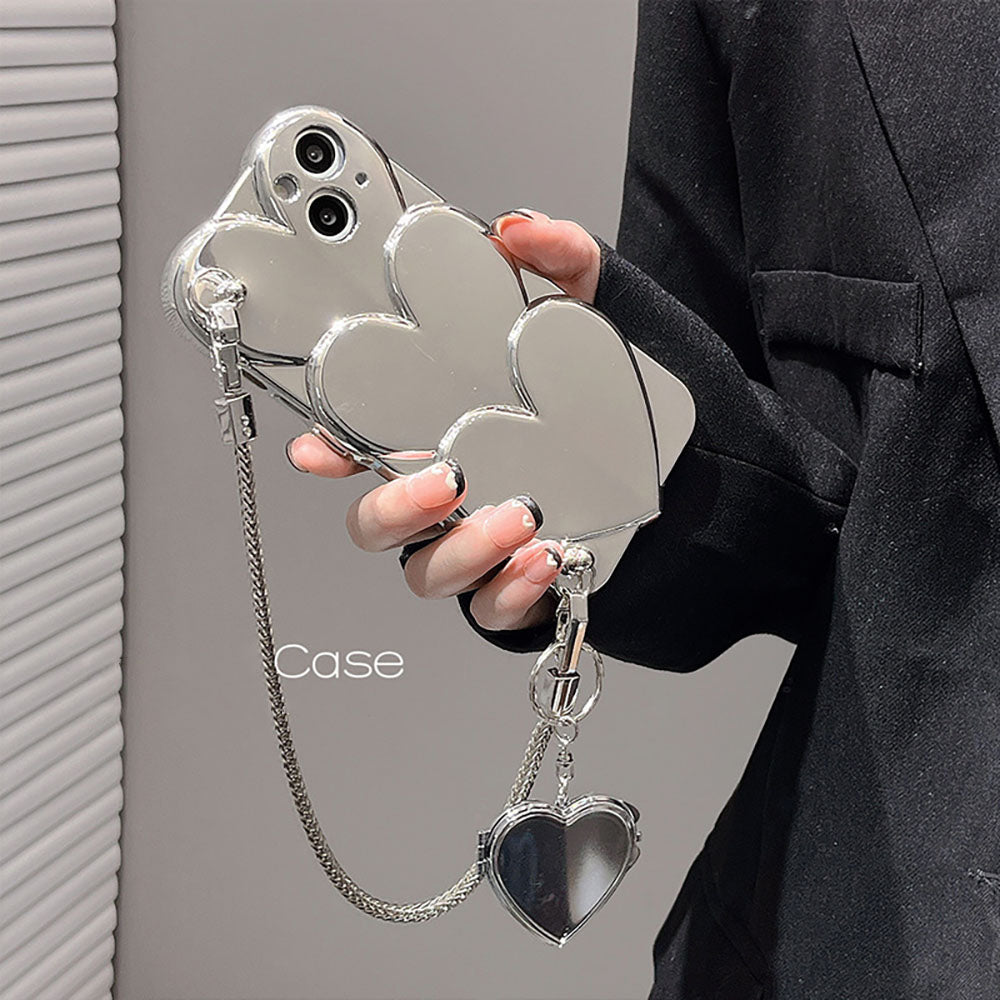 Silver Plated Chain Heart iPhone Case - mycasety2023 Mycasety