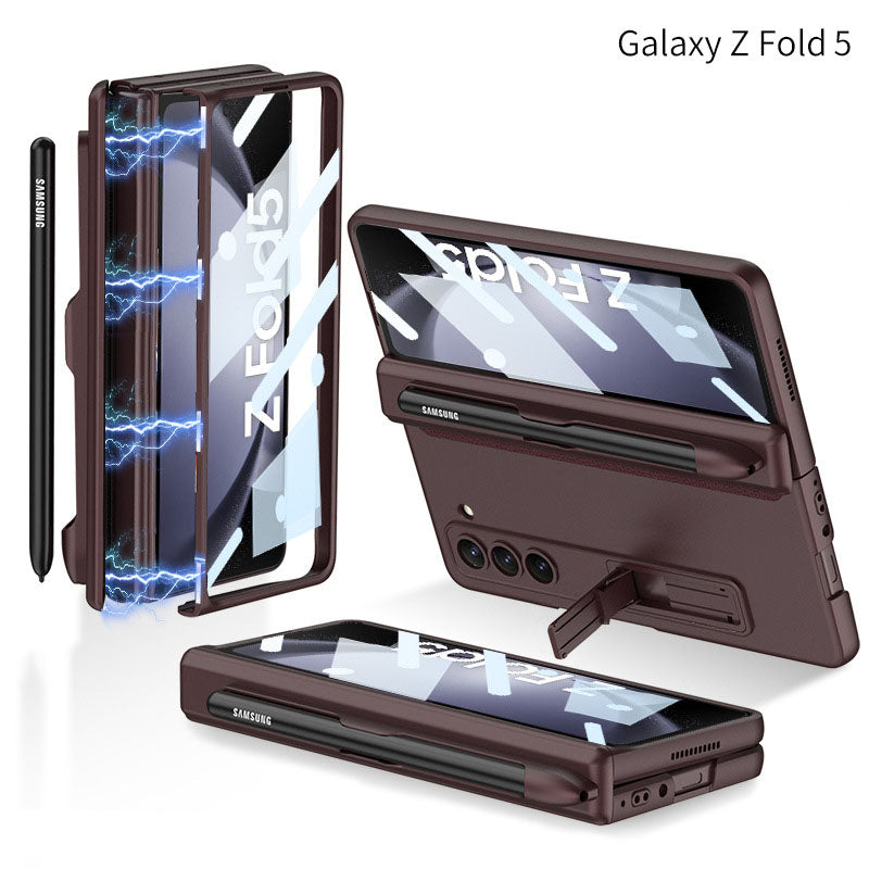 Samsung Galaxy Z Fold5 Case Full Coverage Case with Tempered Glass Protector and Pen Tray Holder - Mycasety Mycasety