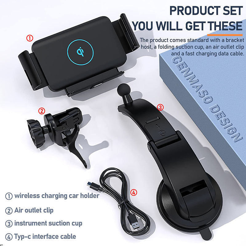 Automatic Clamping Car Wireless Charger for Samsung Galaxy Z Fold 3 2 Note20 S22 S21 S20 iPhone 13 12 11 XS Max Air Vent Mount Phone Holder