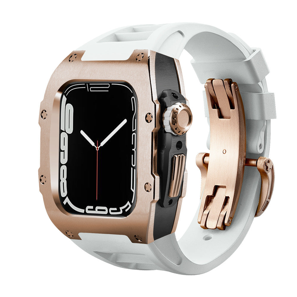 Luxury Metal Case Strap For Apple Watch Series 44 45 mm Mycasety