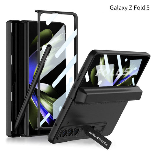 Magnetic Full Coverage Samsung Galaxy Z Fold 5 Case with Front Tempered Glass Protector and Hidden Pen Holder - Mycasety Mycasety