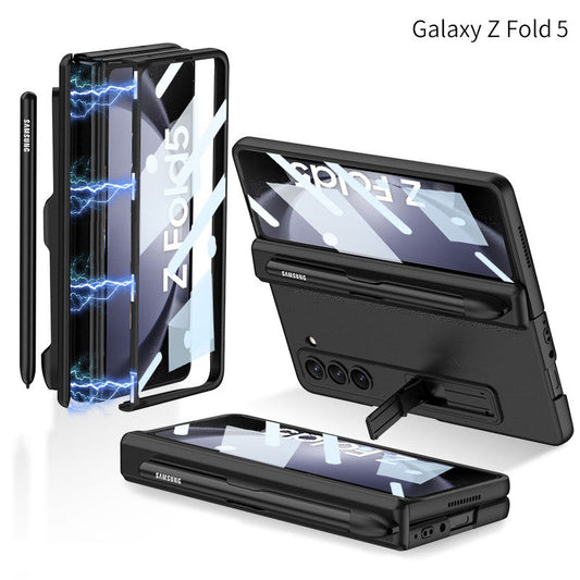Samsung Galaxy Z Fold5 Case Full Coverage Case with Tempered Glass Protector and Pen Tray Holder - Mycasety Mycasety