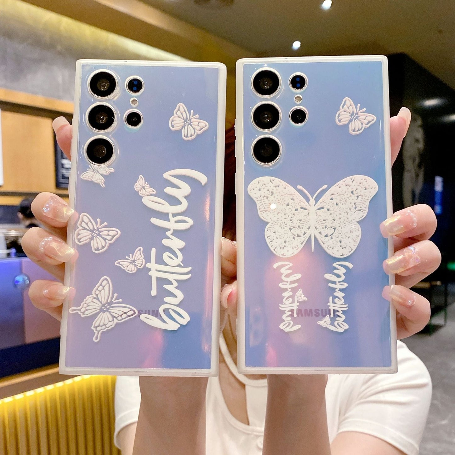 Laser Butterfly Pattern Phone Case For Samsung Galaxy S23 S22 S21 Ultra Plus - mycasety2023 Mycasety