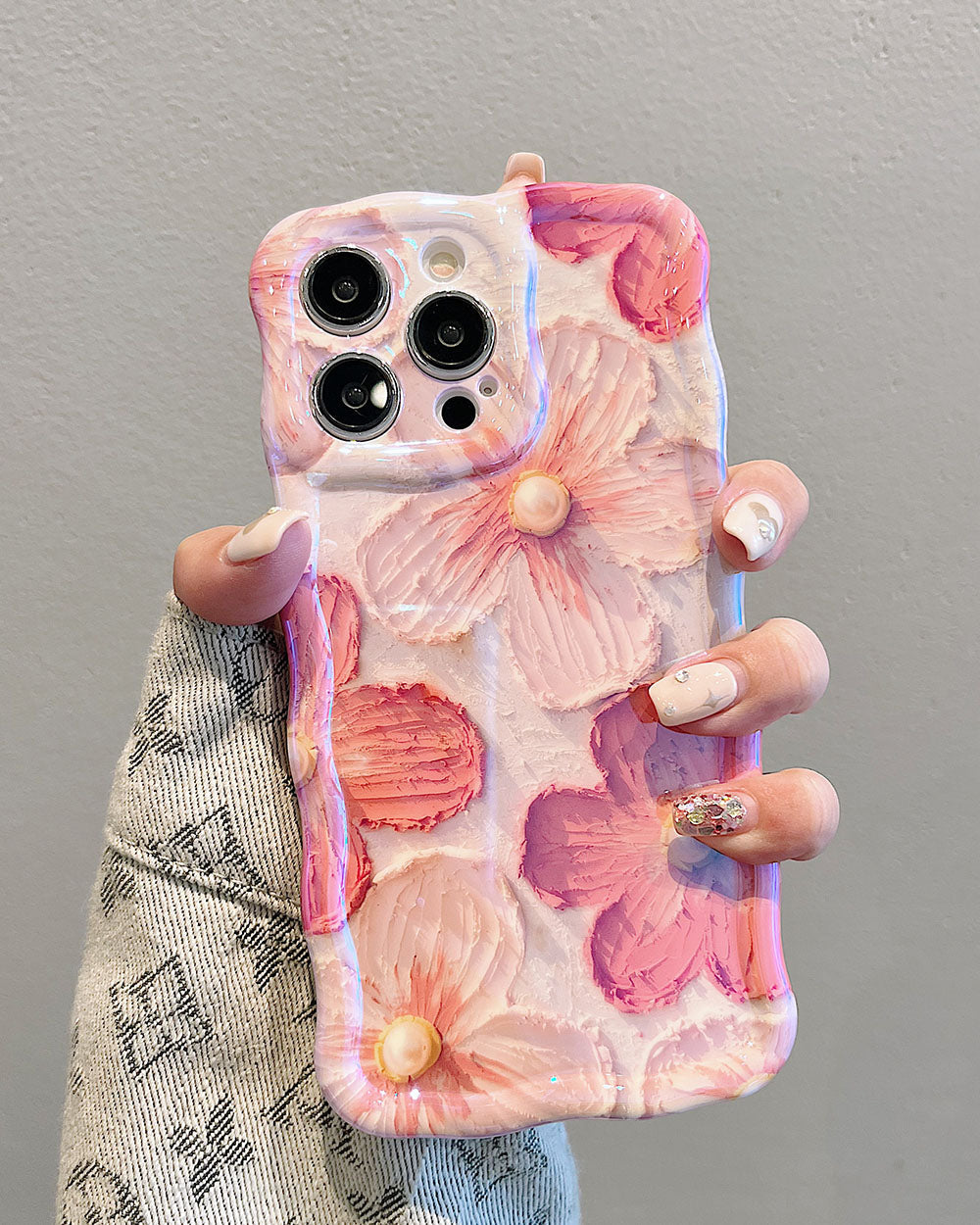 Luxurious Oil Painting Pink Rose Flower iPhone Case - Mycasety Mycasety