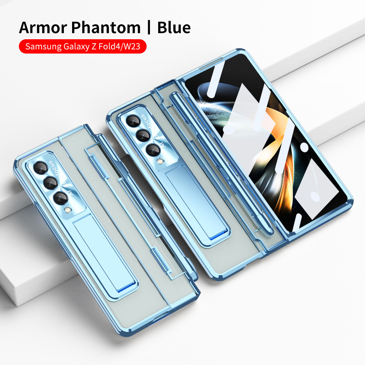 Armor Hinge Folding Magnetic Bracket Shell Case For Samsung Galaxy Z Fold3 Fold4 5G With S-Pen Slot & Stylus - mycasety2023 Mycasety