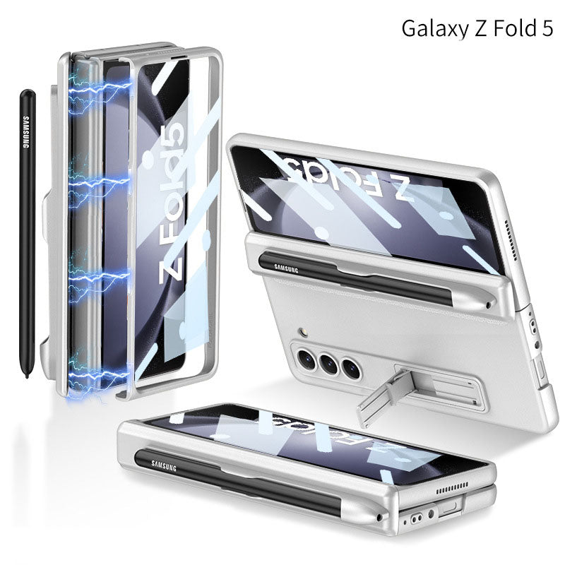 Samsung Galaxy Z Fold5 Case Full Coverage Case with Tempered Glass Protector and Pen Tray Holder - Mycasety Mycasety