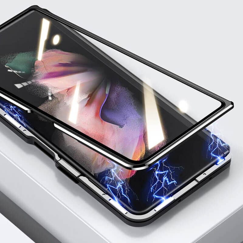 Samsung Galaxy Z Fold5 Fold4 Fold3 Magnetic Double-Sided Protection Tempered Glass Aluminum Frame Phone Case - mycasety2023 Mycasety