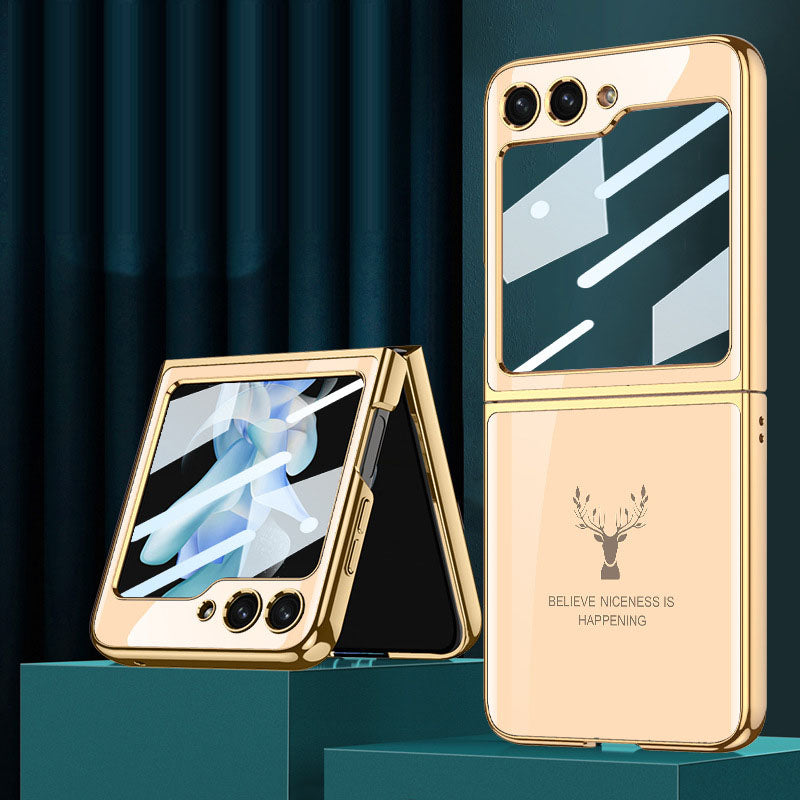 Electroplating Deer Pattern Drop-proof Phone Case For Samsung Galaxy Z Flip5 Flip4 Flip3 - Mycasety Mycasety
