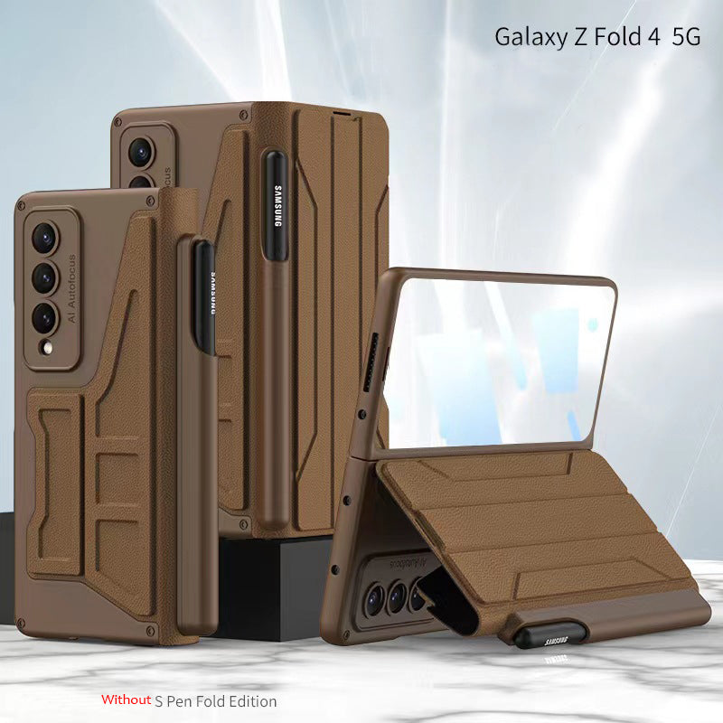 Business Samsung Galaxy Z Fold4 5G Flip Case Leather Cover With Film Detachable S Pen Holder - Mycasety Mycasety