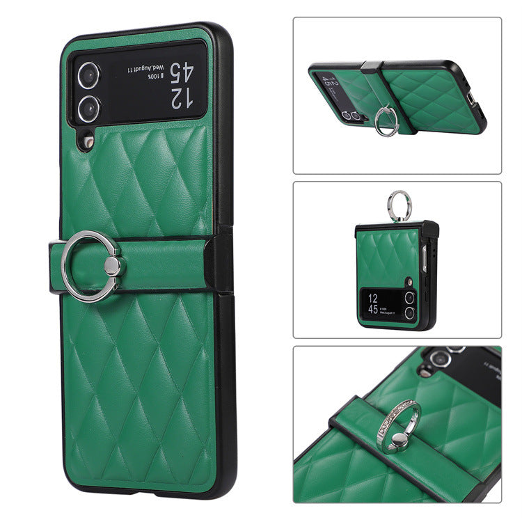 High-grade Rhombic Leather Ring Buckle For Samsung Galaxy Z Flip3/4 Case - mycasety2023 Mycasety