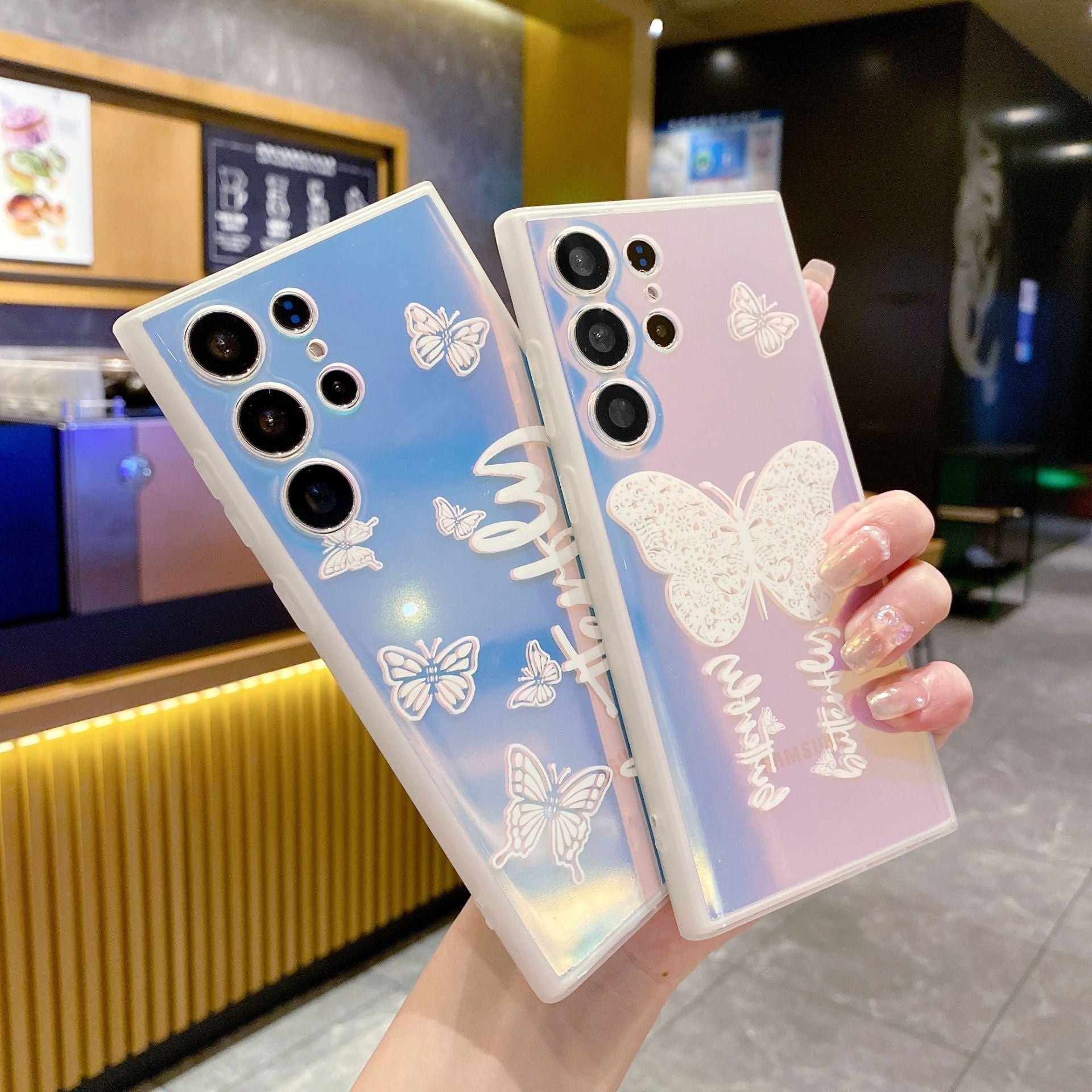 Laser Butterfly Pattern Phone Case For Samsung Galaxy S23 S22 S21 Ultra Plus - mycasety2023 Mycasety