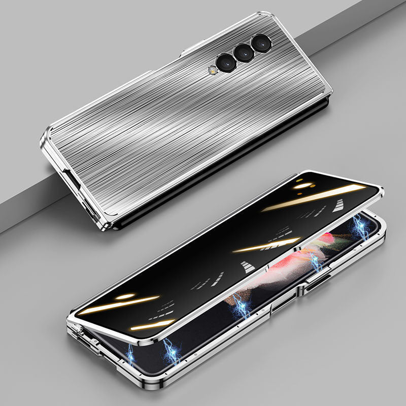 Samsung Galaxy Z Fold3 Fold4 Magnetic Brushed Metal Anti-fall Protective Cover - Mycasety Mycasety