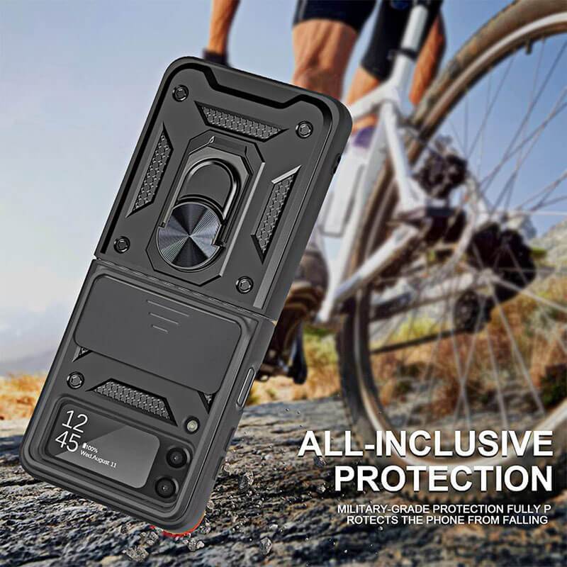 Drop Tested Cover with Magnetic Kickstand Car Mount Protective Case for Samsung Galaxy Z Flip3 Flip4 5G - Mycasety Mycasety